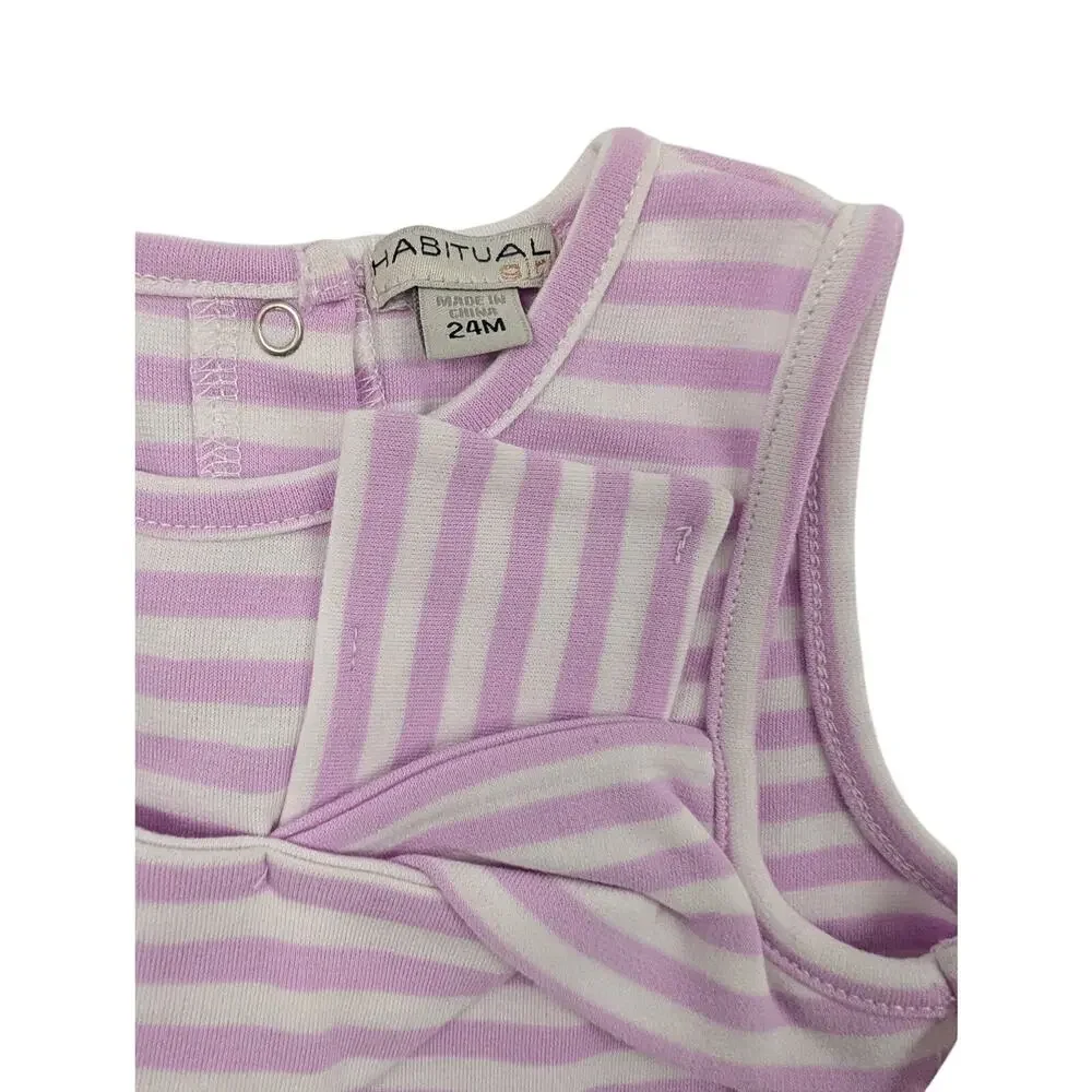 Habitual Girls Pink Striped Dress and Velvet Bloomer Shorts 24 Months - Picture 7 of 10